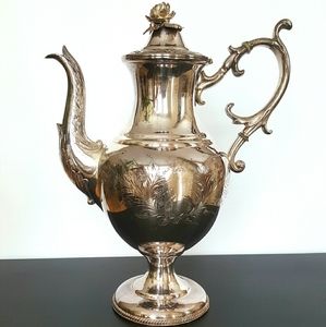 Vintage Silver Teapot with Rose Filigree Knob